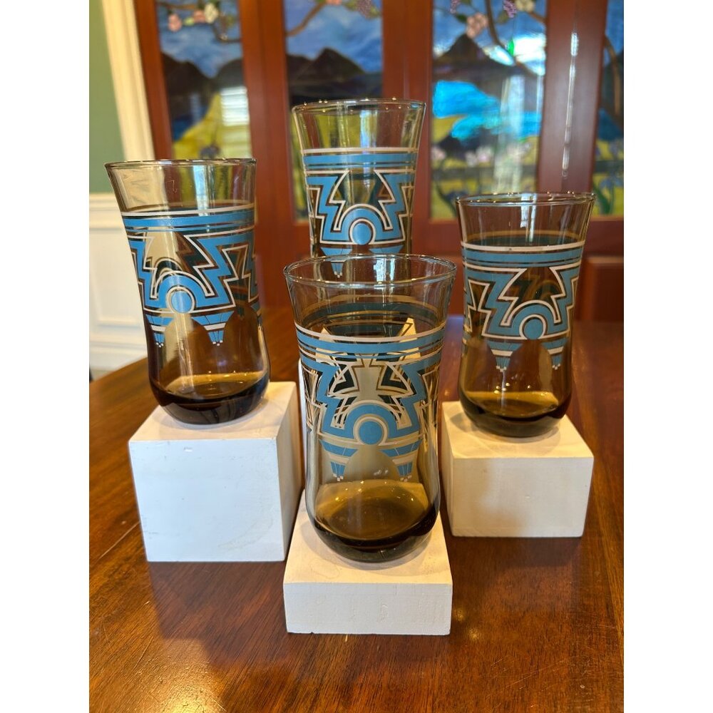 Vintage Mid Century Anchor Hocking Retro Glass Tumblers.
